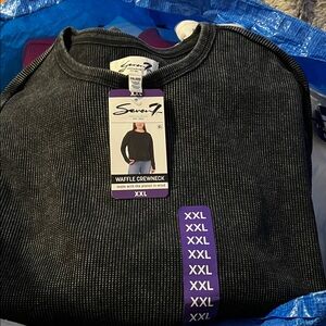 Women’s black  measures  29 pit Seven7 Charcoal Waffle Crewneck Shirt